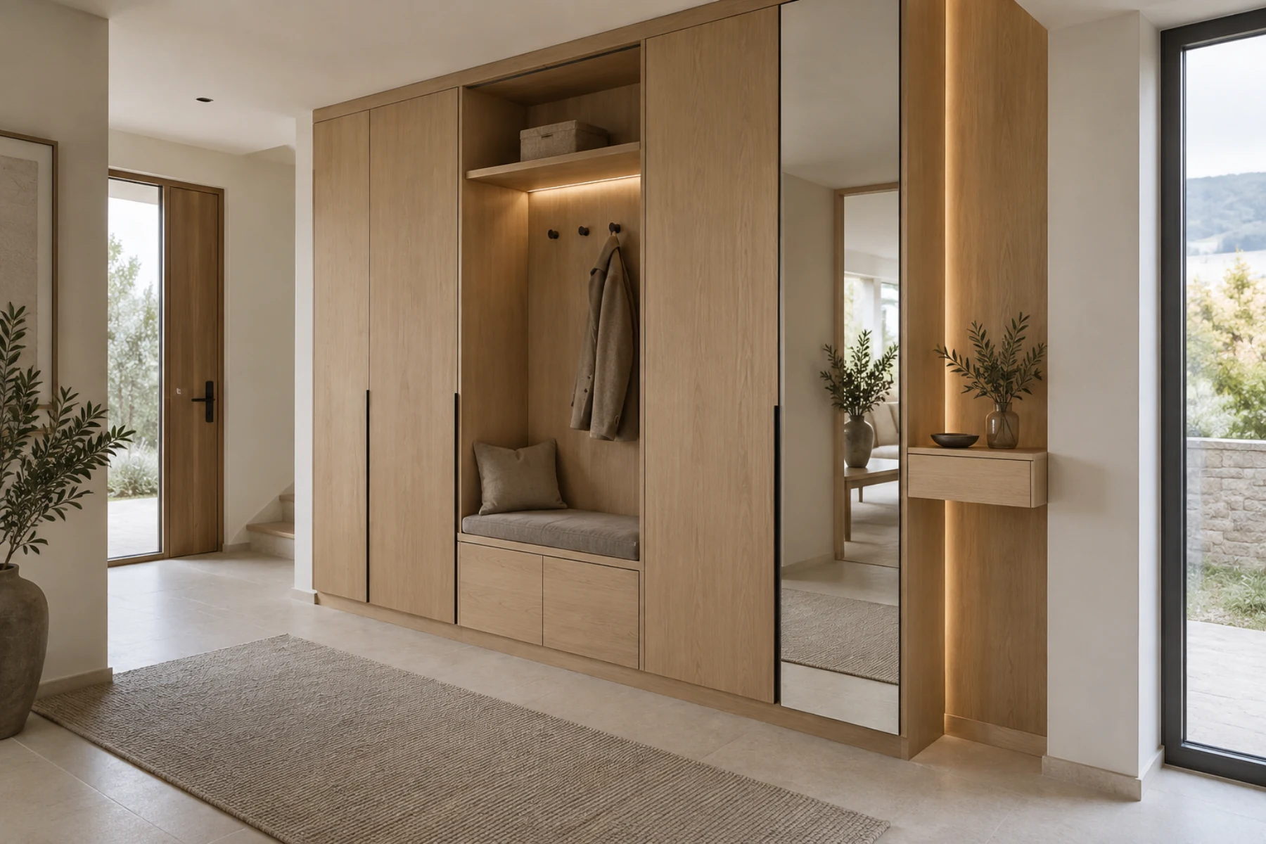 Modernes europ&auml;isches Vorzimmer mit ma&szlig;gefertigter Garderobe